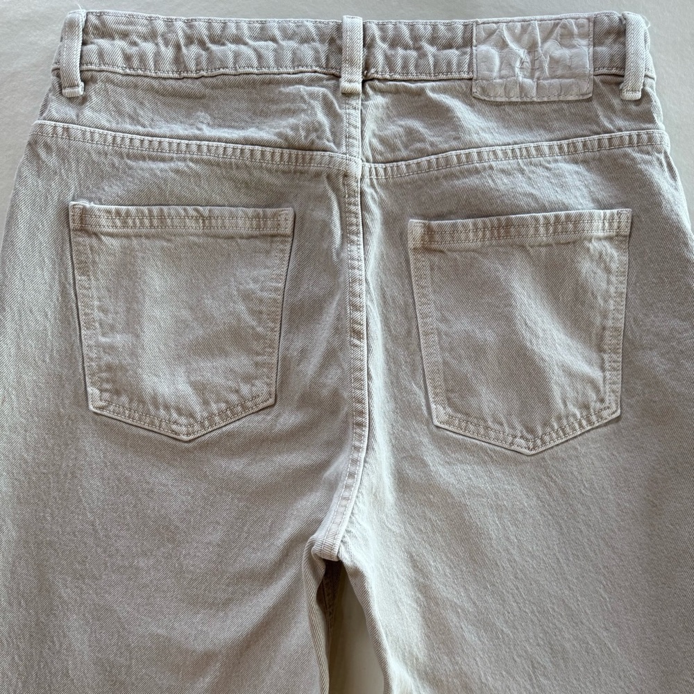 Zara Women's Cream High Rise 100% Cotton Jeans (8) - Picture 11 of 16